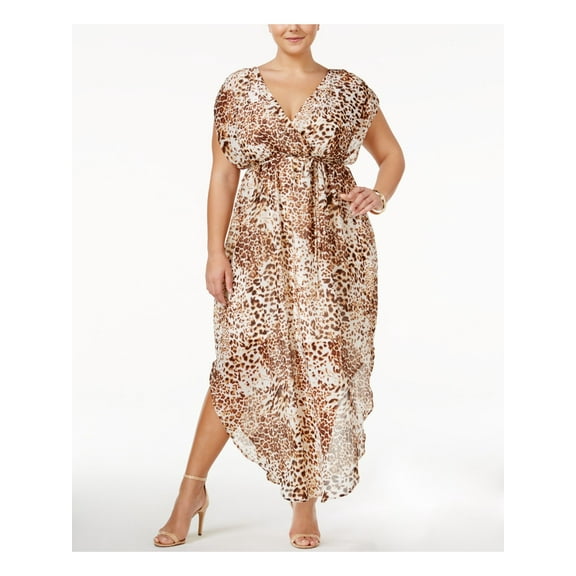 LOVE SQUARED $59 New 0039 Brown Animal Print Sheath Party Dress 1X Plus B+B