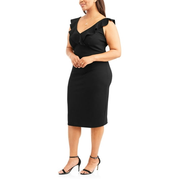 LOVE SQUARED Womens Black Sleeveless Midi Body Con Evening Dress Plus Size: 1X