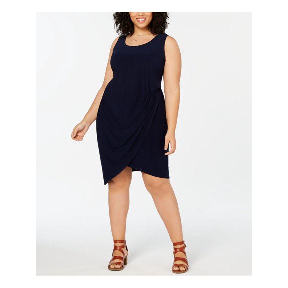 LOVE SQUARED Womens Navy Sleeveless Knee Length Body Con Dress Plus Size: 3X