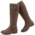 thumbnail image 1 of LOVE STEETLY Women's Knee High Chunky Heel Boots, Side Zipper Round Toe Faux Leather Casual Buckle Comfort Versatile Boot., 1 of 7