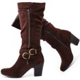 thumbnail image 1 of LOVE STEETLY Women's Knee High Slouchy Chunky Heel Boots, Side Zipper Round Toe Faux Leather Casual Comfort Versatile Boot, 1 of 7