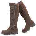 thumbnail image 1 of LOVE STEETLY Women's Knee High Slouchy Chunky Heel Boots, Side Zipper Round Toe Faux Leather Casual Comfort Versatile Boot, 1 of 7