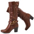 thumbnail image 1 of LOVE STEETLY Women's Knee High Slouchy Chunky Heel Boots, Side Zipper Round Toe Faux Leather Casual Comfort Versatile Boot, 1 of 7