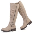 thumbnail image 1 of LOVE STEETLY Women's Knee High Slouchy Chunky Heel Boots, Side Zipper Round Toe Faux Leather Casual Comfort Versatile Boot, 1 of 7