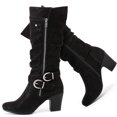 thumbnail image 1 of LOVE STEETLY Women's Knee High Slouchy Chunky Heel Boots, Side Zipper Round Toe Faux Leather Casual Comfort Versatile Boot, 1 of 7