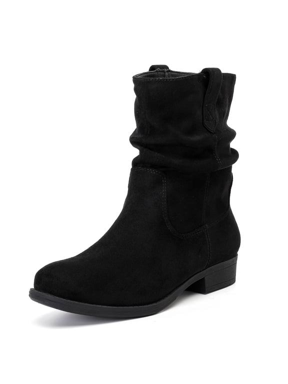 Women's Slouchy Riding Ankle Booties, Round Toe Casual Versatile Comfort Short Boots