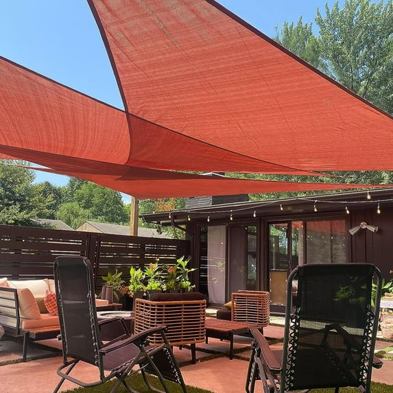 LOVE STORY 12' x 12' x 17' Triangle Sun Shade Sail Canopy UV Block Sunshade for Patio Backyard Garden Outdoor, Terra Red (We Make Custom Size)