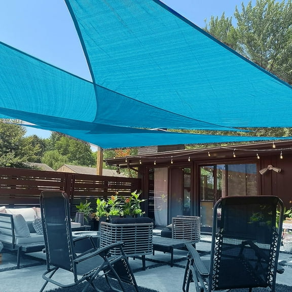 LOVE STORY 20' x 20' x 28.3' Triangle Sun Shade Sail Canopy UV Block Sunshade for Patio Backyard Garden Outdoor, Turquoise Blue (We Make Custom Size)