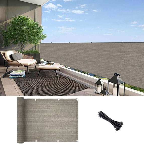 LOVE STORY 3' x 10' Balcony Privacy Screen Fence Cover Mesh for Deck Patio Porch Railing, Beige Anthracite