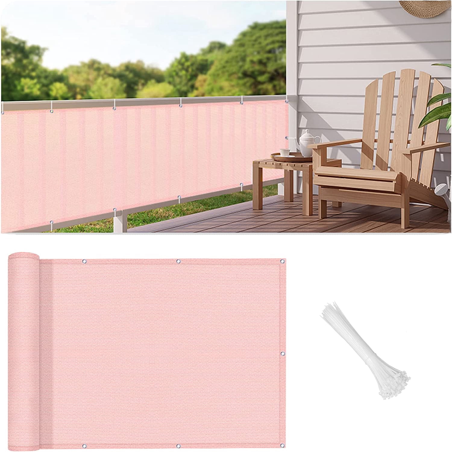 LOVE STORY 3' x 16' Balcony Privacy Screen Fence Cover Mesh for Deck ...