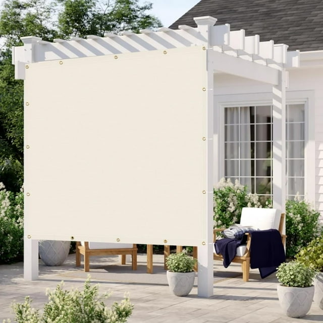 LOVE STORY 6' x 10' Sun Shade Cloth with Grommets 95% UV Protection Pergola Shade Cover for Outdoor, Cream