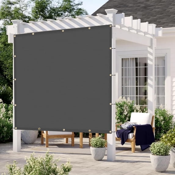 LOVE STORY 8' x 8' Sun Shade Cloth with Grommets 95% UV Protection Pergola Shade Cover for Outdoor, Dark Gray