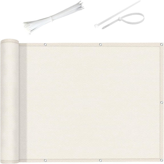 LOVE STORY Balcony Privacy Screen 3'x10' Cream Fence Privacy Screen Cover (We Make Custom Size)