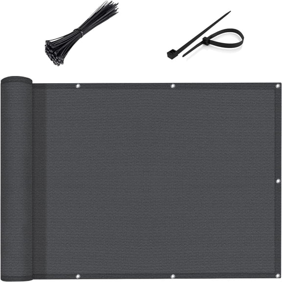 LOVE STORY Balcony Privacy Screen 3'x10' Dark Gray Fence Privacy Screen Cover (We Make Custom Size)