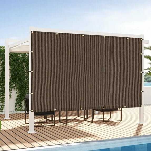 LOVE STORY Custom Size 14'x15' Brown Sun Shade Cloth with Grommets Pergola Shade Cover 95% UV Protection for Outdoor