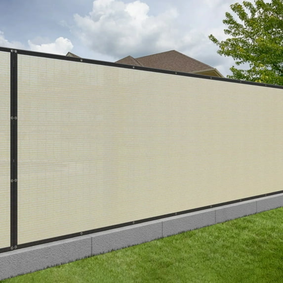 LOVE STORY Custom Size 6'x120' Cream Fence Privacy Screen Heavy Duty Mesh Windscreen Cover for Patio Garden (Customized)