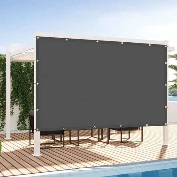 LOVE STORY Custom Size 8'x22' Dark Gray Sun Shade Cloth with Grommets Pergola Shade Cover 95% UV Protection for Outdoor