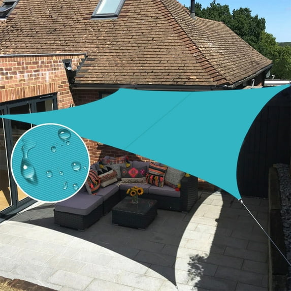 LOVE STORY Custom Size Waterproof 7'x8' Turquoise Sun Shade Sail Canopy Awning UV Blockage for Outdoor Patio Garden Backyard (Customized)