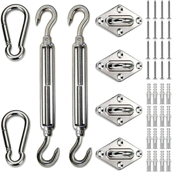 LOVE STORY Shade Sail Hardware Kit 6 inches 316 Stainless Steel for Rectangle and Square Sun Shade Installation