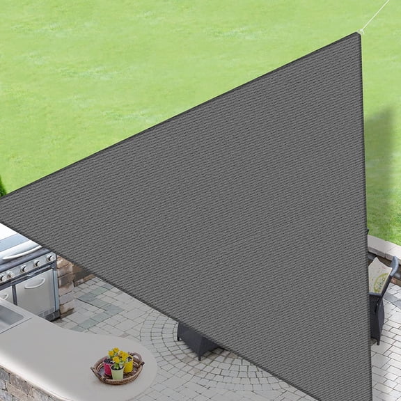 LOVE STORY Straight Edge Sun Shade Sail Triangle 95% UV Block Sunshade Awning for Backyard Yard Deck Patio Garden, 10'x10'x10' Dark Grey