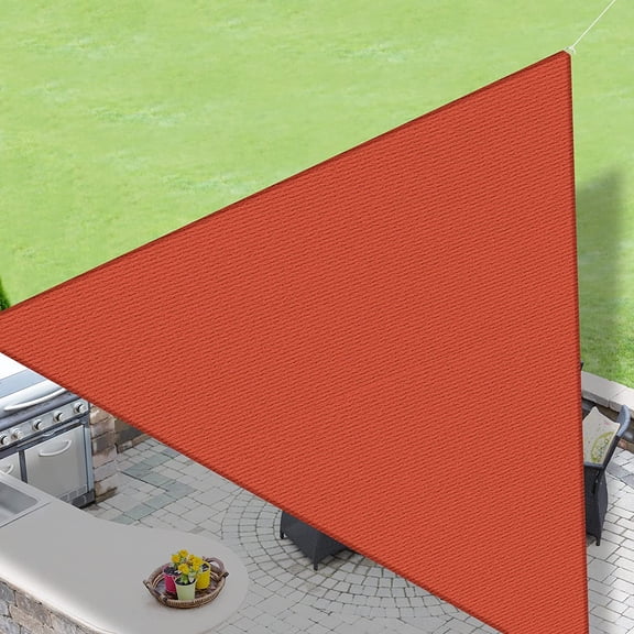 LOVE STORY Straight Edge Sun Shade Sail Triangle 95% UV Block Sunshade Awning for Backyard Yard Deck Patio Garden, 10'x10'x10' Terra Red