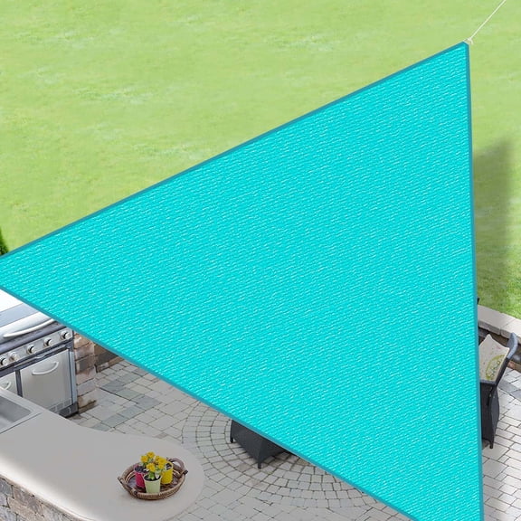 LOVE STORY Straight Edge Sun Shade Sail Triangle 95% UV Block Sunshade Awning for Backyard Yard Deck Patio Garden, 10'x10'x10' Turquoise Blue