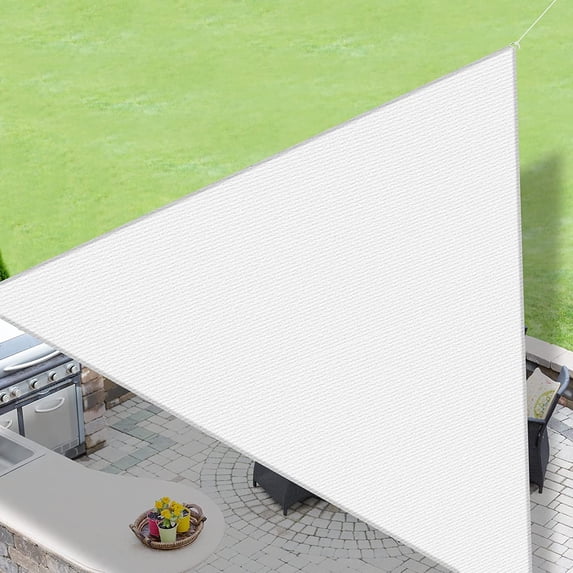 LOVE STORY Straight Edge Sun Shade Sail Triangle 95% UV Block Sunshade Awning for Backyard Yard Deck Patio Garden, 10'x10'x10' White