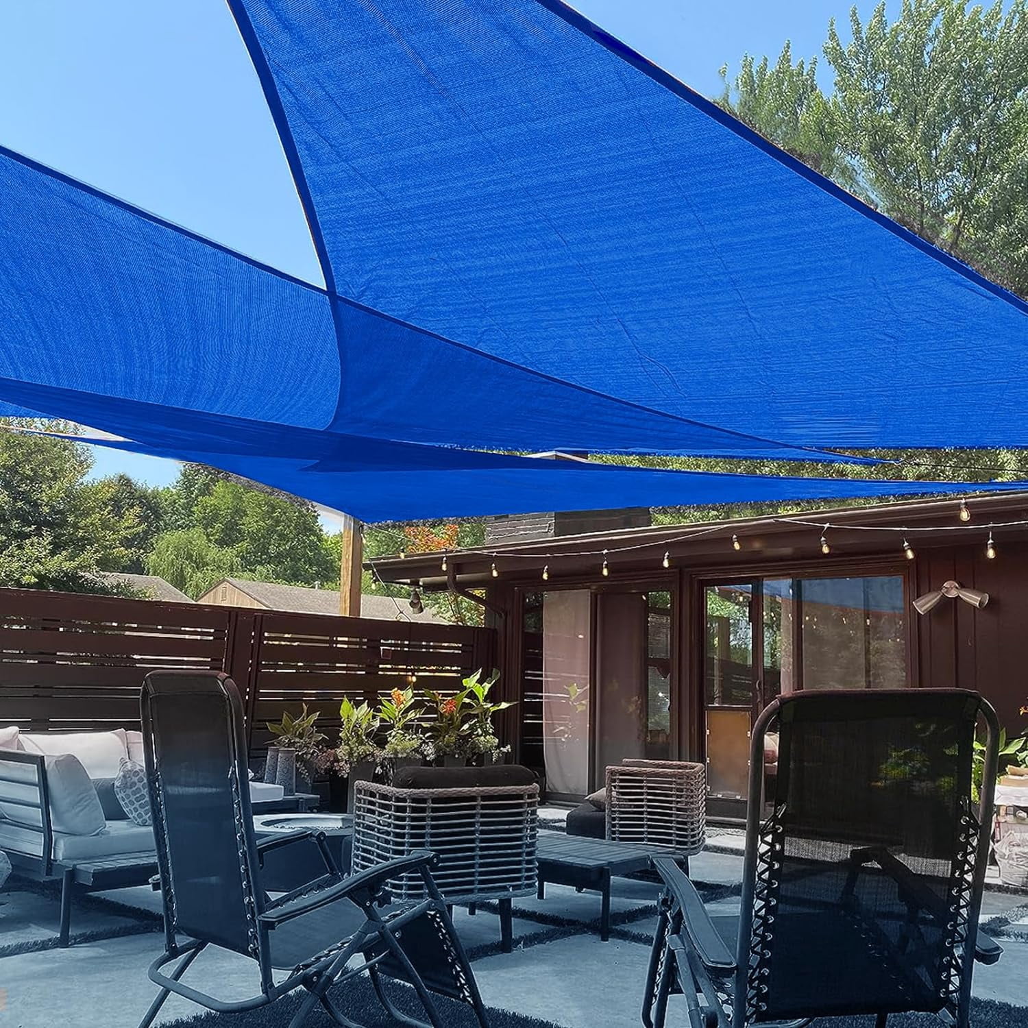 LOVE STORY Sun Shade Sail 10 X 10 X 14 Blue Triangle Canopy UV Block love-story-sun-shade-sail-10-x-10-x-14-blue-triangle-canopy-uv-block