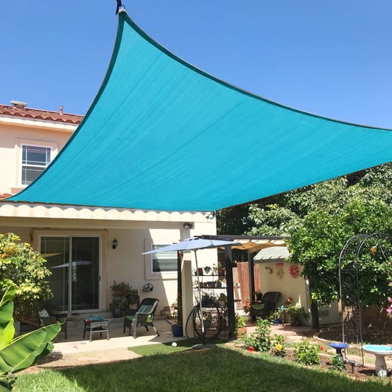 LOVE STORY Sun Shade Sail 12' x 12' Turquoise Blue Rectangle Canopy UV Block Cover for Outdoor Patio Backyard Garden (We Make Custom Size)