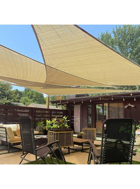 LOVE STORY Sun Shade Sail 12' x 12' x 12' Sand Triangle Canopy UV Block Awning for Outdoor Patio Backyard Garden (We Make Custom Size)