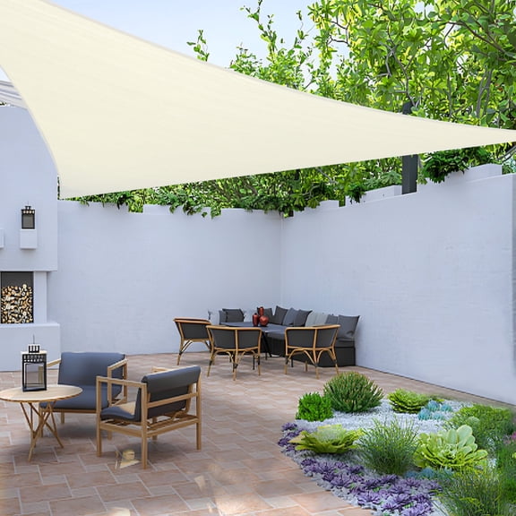 LOVE STORY Sun Shade Sail 12' x 12' x 12' Cream Triangle Canopy UV Block Awning for Outdoor Patio Backyard Garden (We Make Custom Size)