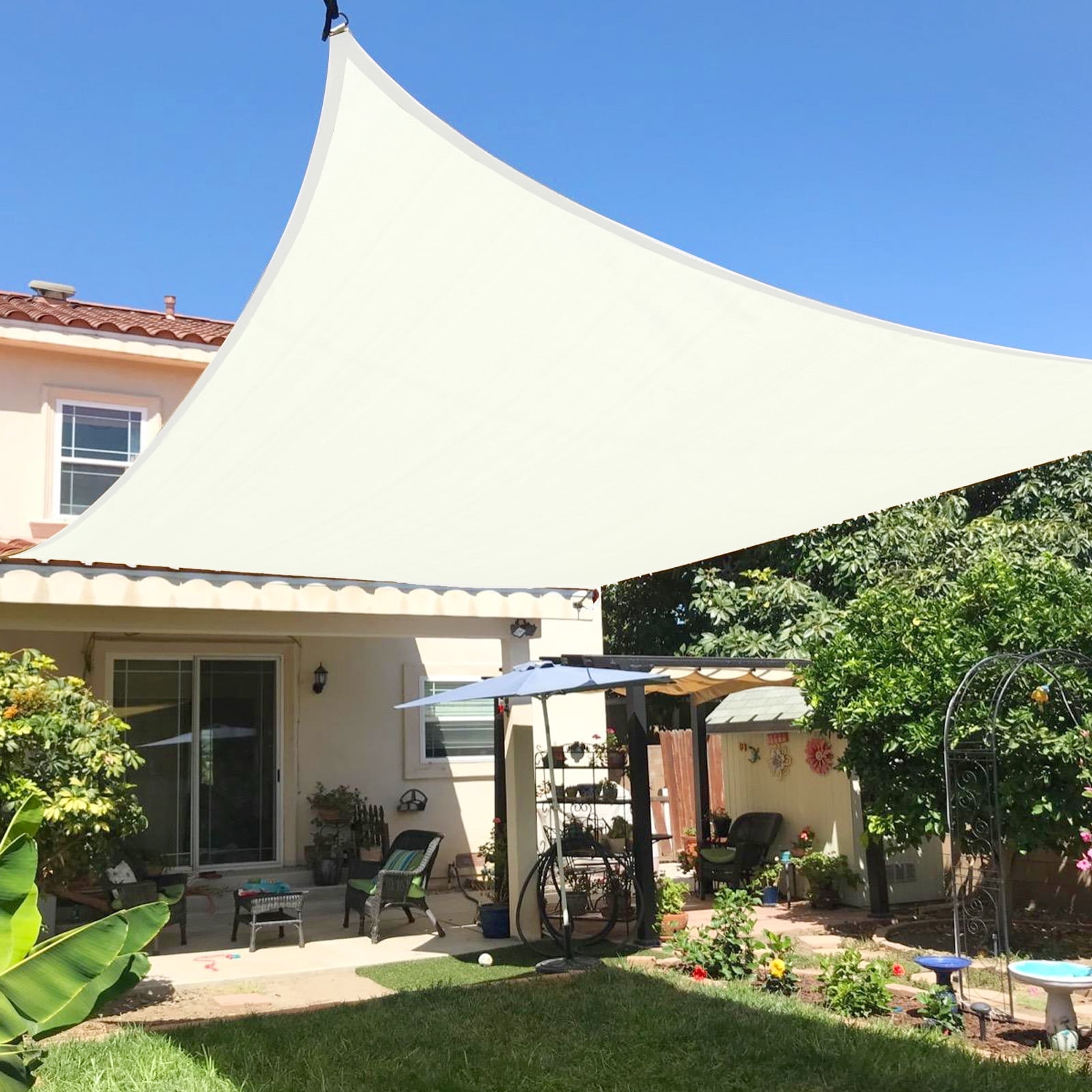 Cream HDPE Rectangle Sun Shade Sail Canopy for Outdoor Patio