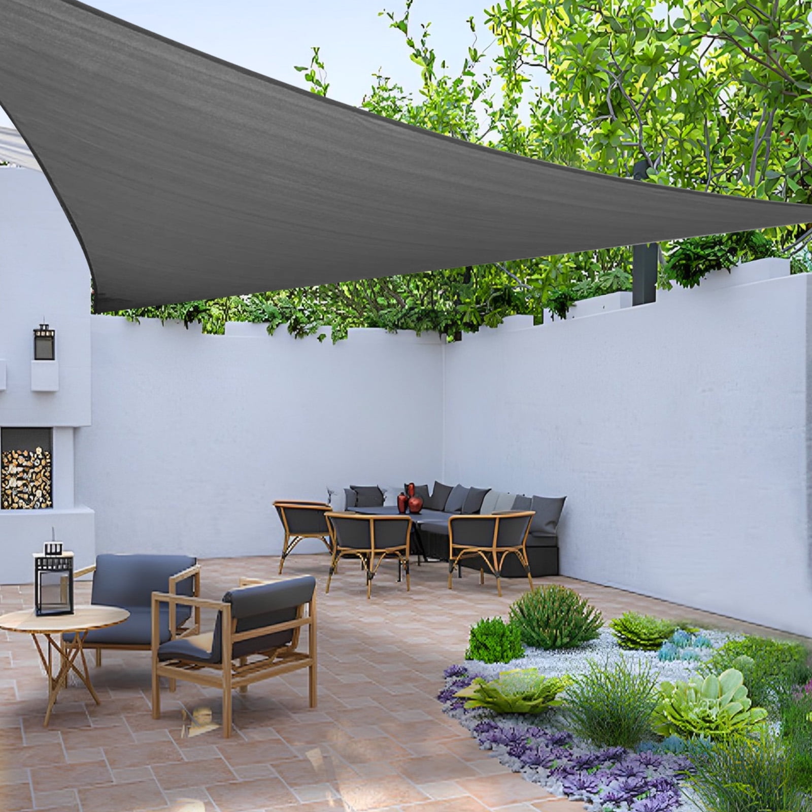 Dark Gray HDPE Triangle Sun Shade Sail for Patio and Yard