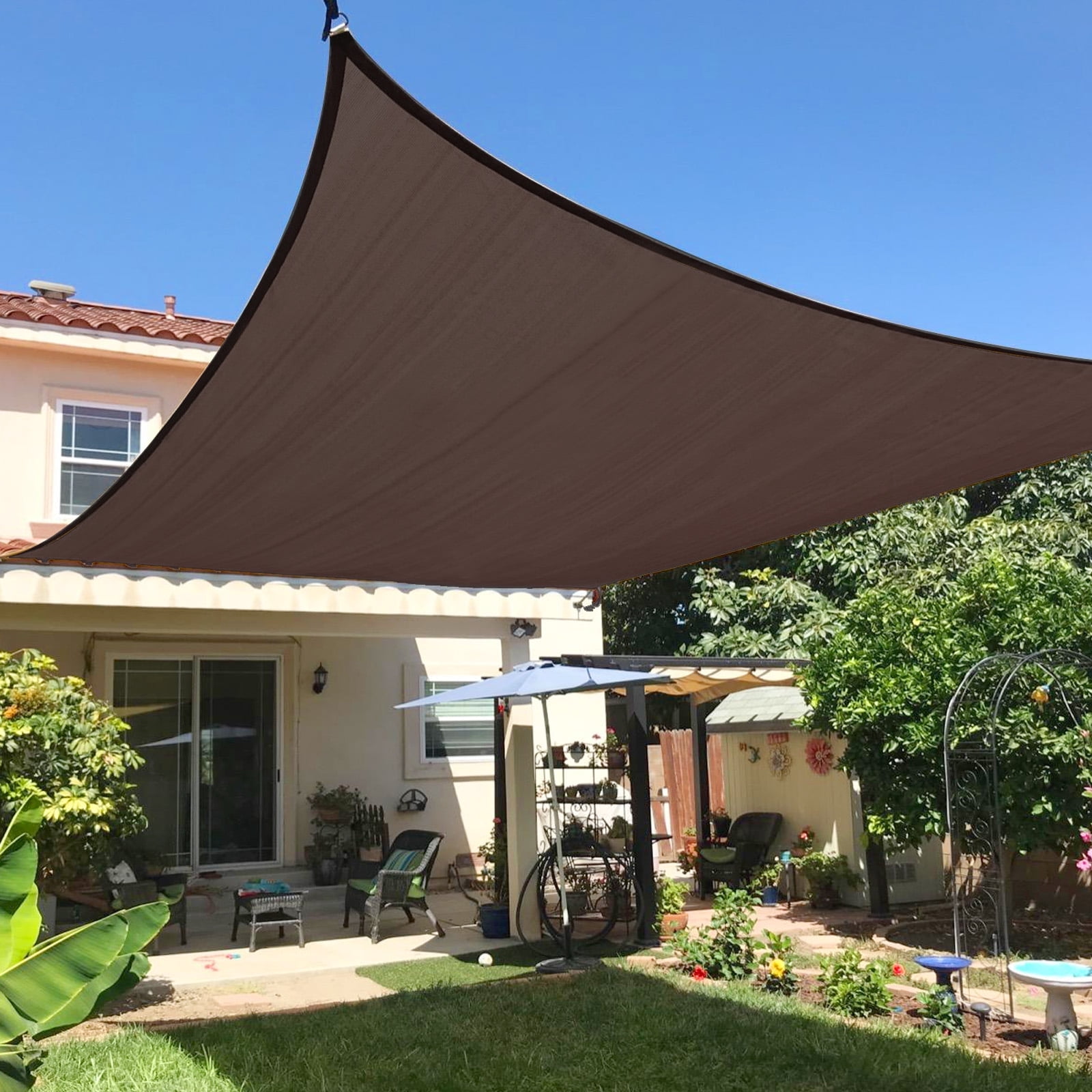Brown 6.5' x 10' Rectangle HDPE Sun Shade Sail Canopy