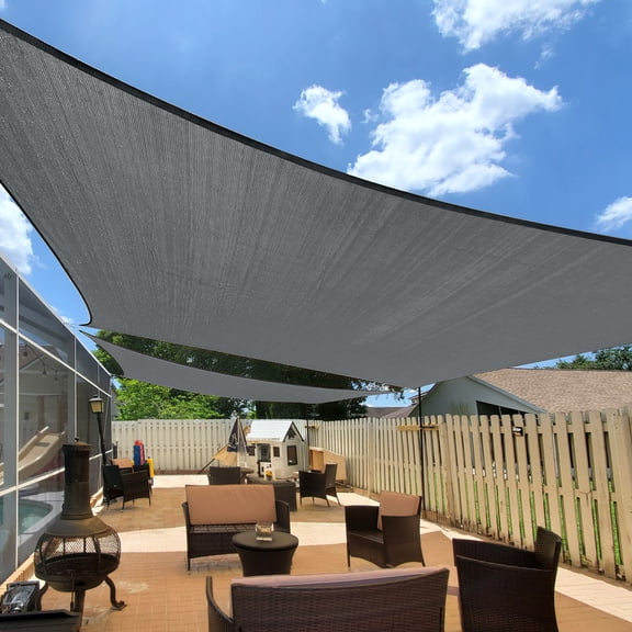 LOVE STORY Sun Shade Sail Rectangle 95% UV Block Sunshade Awning for Backyard Yard Deck Patio Garden Outdoor Activities and Facility, 10'x20' Dark Grey