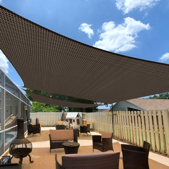 LOVE STORY Sun Shade Sail Rectangle 95% UV Block Sunshade Awning for Backyard Yard Deck Patio Garden Outdoor Activities and Facility, 20'x20' Brown