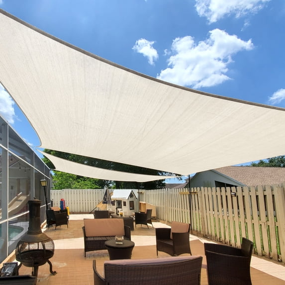 LOVE STORY Sun Shade Sail Rectangle 95% UV Block Sunshade Awning for Backyard Yard Deck Patio Garden Outdoor Activities and Facility, 20'x26' Cream
