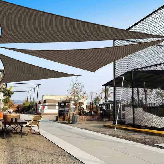 LOVE STORY Sun Shade Sail Triangle 95% UV Block Sunshade Awning for Backyard Yard Deck Patio Garden Outdoor Activities and Facility, 12'x12'x17' Brown