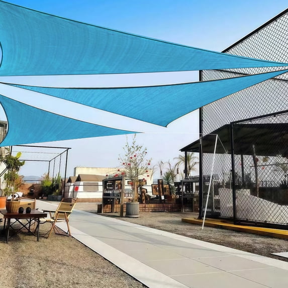 LOVE STORY Sun Shade Sail Triangle 95% UV Block Sunshade Awning for Backyard Yard Deck Patio Garden Outdoor Activities and Facility, 12'x12'x17' Turquoise
