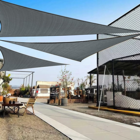 LOVE STORY Sun Shade Sail Triangle 95% UV Block Sunshade Awning for Backyard Yard Deck Patio Garden Outdoor Activities and Facility, 16'x16'x16' Dark Grey