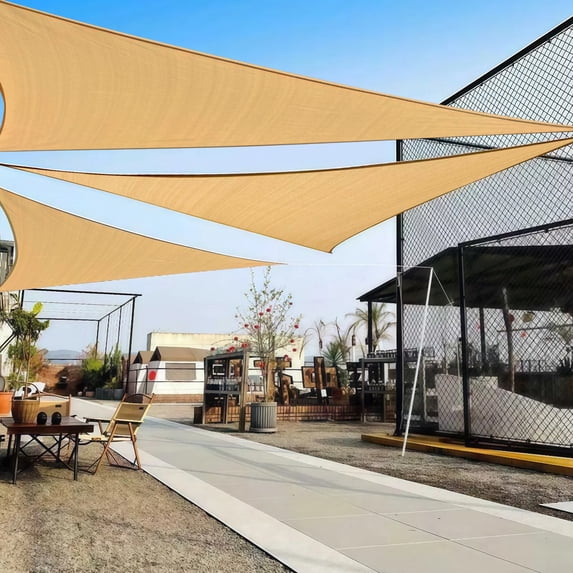 LOVE STORY Sun Shade Sail Triangle 95% UV Block Sunshade Awning for Backyard Yard Deck Patio Garden Outdoor Activities and Facility, 12'x12'x12' Sand