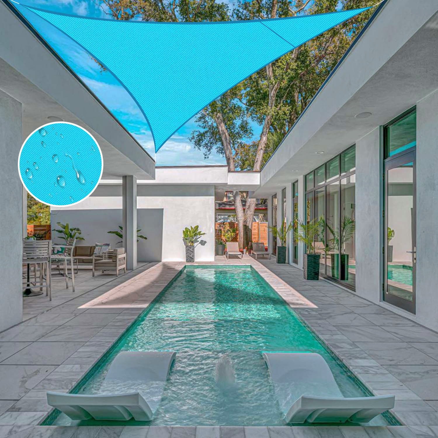 Turquoise Blue Waterproof Triangle Sun Shade Sail Canopy