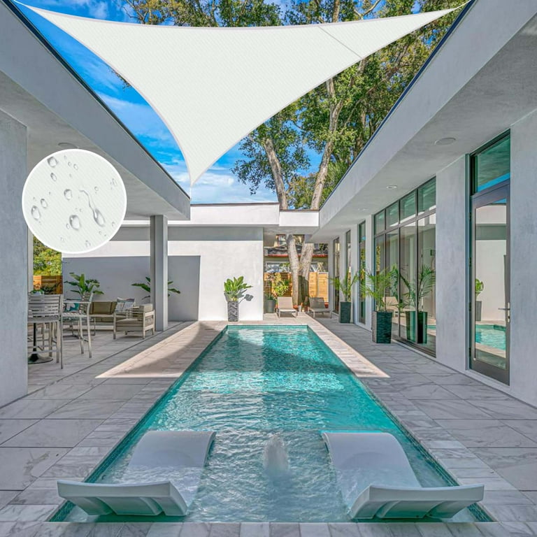 LOVE STORY Waterproof 12 x 12 x 12 White Sun Shade Sail Triangle UV Block Canopy for Outdoor Patio Backyard Garden