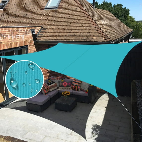 LOVE STORY Waterproof Sun Shade Sail 6.5/8/10/12/16FT UV Block Canopy for Outdoor Patio Backyard Garden, 8'x10' Turquoise Blue (We Make Custom Size)