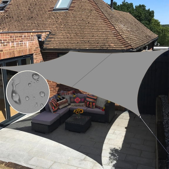 LOVE STORY Waterproof Sun Shade Sail 6.5/8/10/12/16FT UV Block Canopy for Outdoor Patio Backyard Garden, 8'x10' Gray (We Make Custom Size)