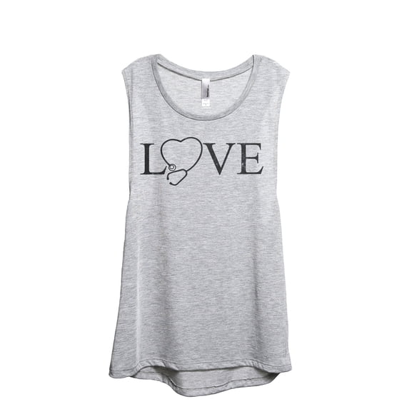 LOVE Scope Nurse Women's Fashion Sleeveless Muscle Workout Yoga Tank Top Sport Grey Large