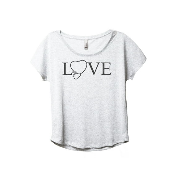LOVE Scope Nurse Women's Fashion Slouchy Dolman T-Shirt Tee Heather White 2X-Large