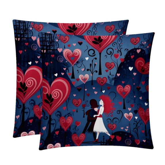 LOVE Set - Decorative Pillows Covers, Velvet Throw Pillow Cases with Unique Patterns for Home Decor, 16x16, 18x18, 20x20 Inches, 2 Pack - Great for Various Occasions.