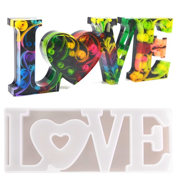 LOVE Silicone Resin Mold - DIY Table Decor & Valentine's Day Gift, Word Casting Epoxy Mould for Craft