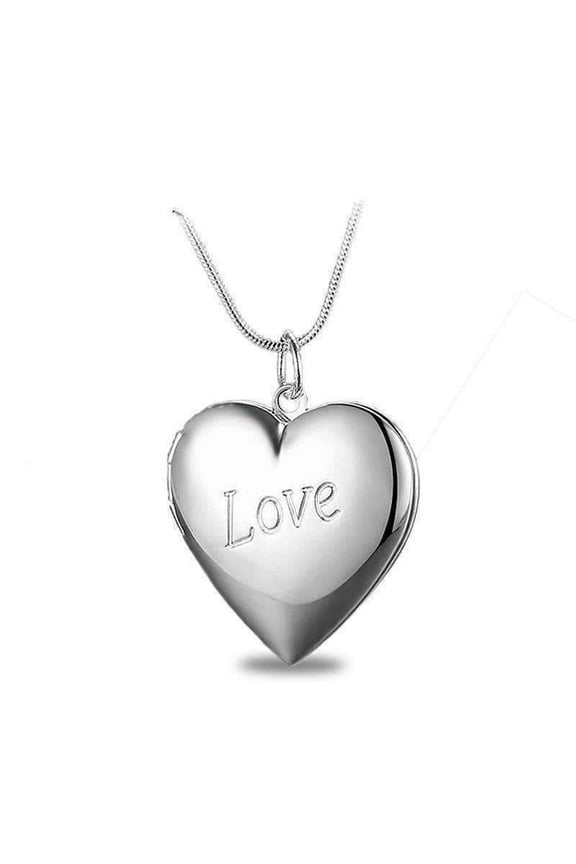 LOVE Silver Heart Locket Necklace For Woman